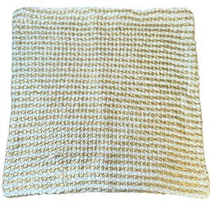 Pottery Barn Teen Golden Stripe Pillow Cover White Metallic Gold Hand Knit NEW